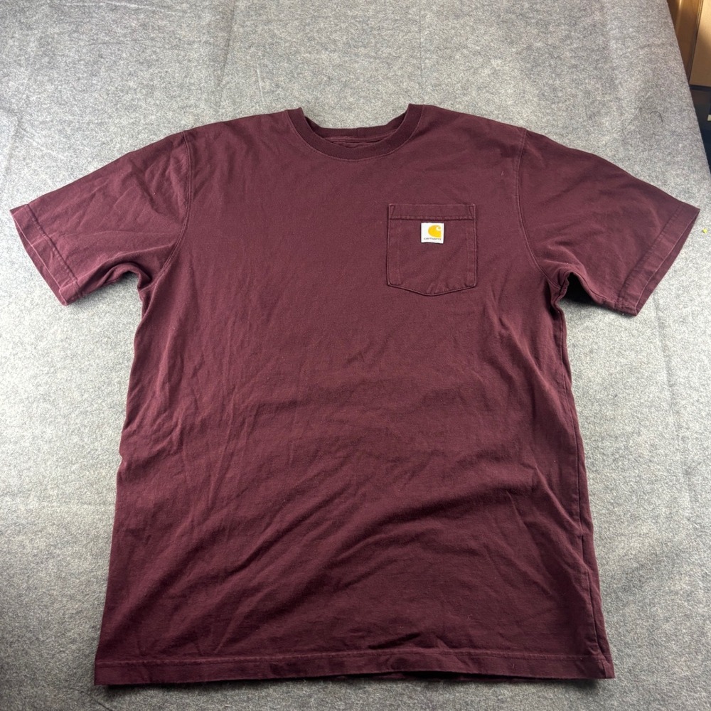 Carhartt Mens Loose Fit Heavyweight Pocket T-Shirt Burgundy Maroon Large Tall